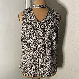 Zac & Rachel V-Neck Animal Print Sleeveless Blouse S Mobwife Dopamine Corporate